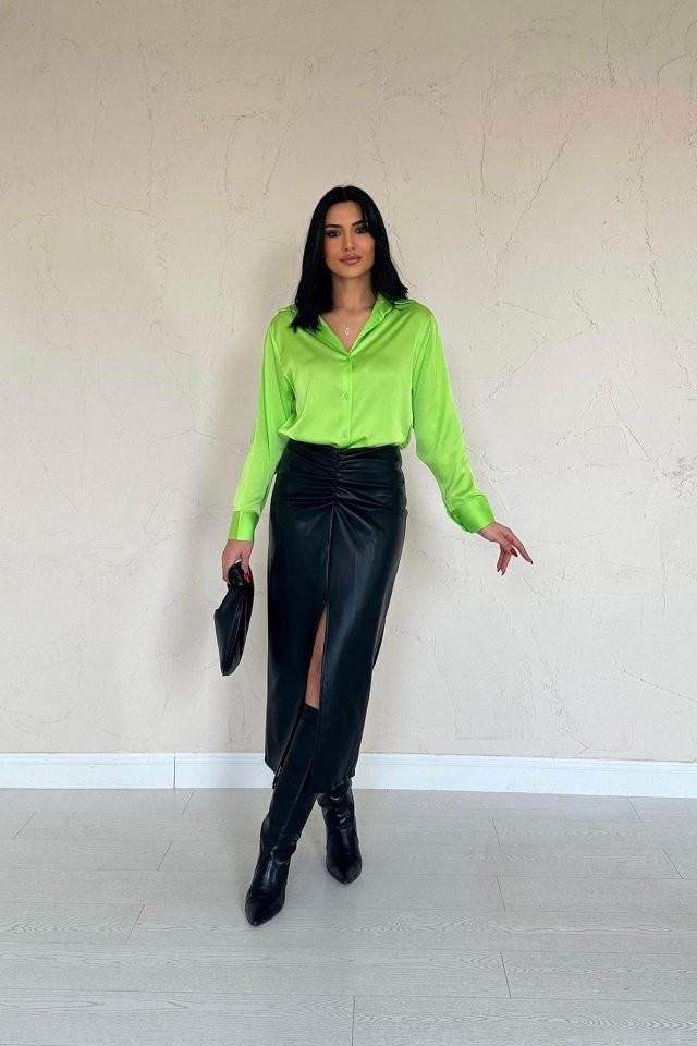 Neon Saten Gömlek