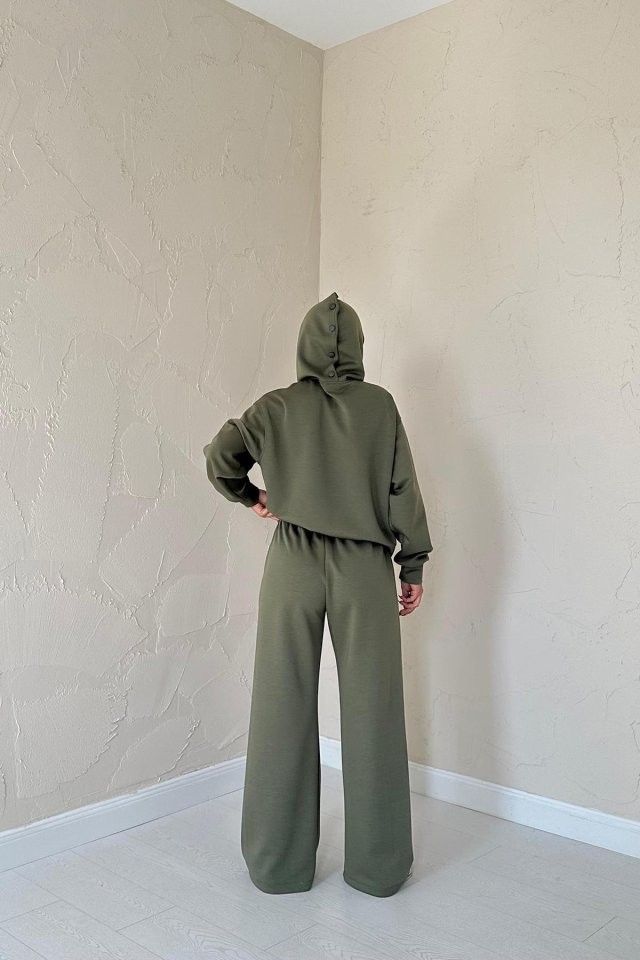Haki Beli Lastikli Ceket Ve Pantolon Takım
