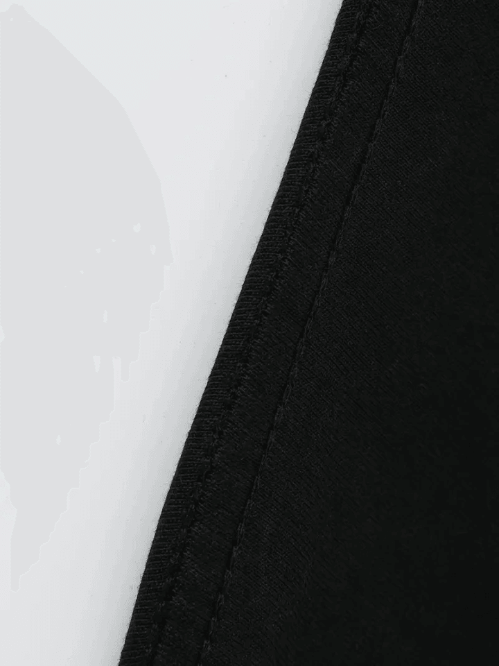 Baskılı Oversize Bisiklet Yaka T-shirt - Siyah
