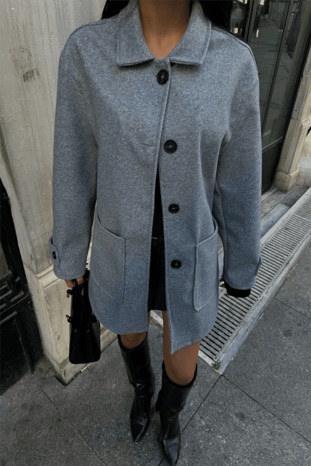 KAŞE CEKET 4 DÜĞME MODEL - Gri
