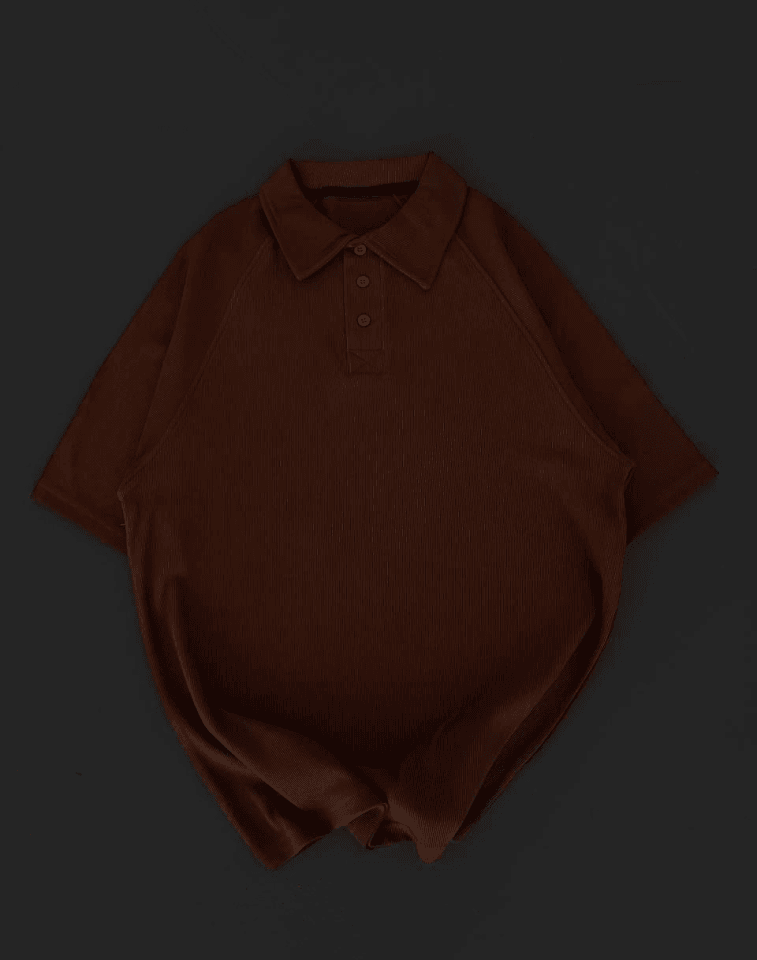Yakalı Patlı Kısa Kol T-shirt - Kahverengi