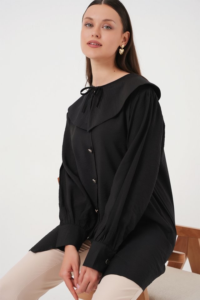 Bebe Yaka Uzun Tunik 5967 - Siyah
