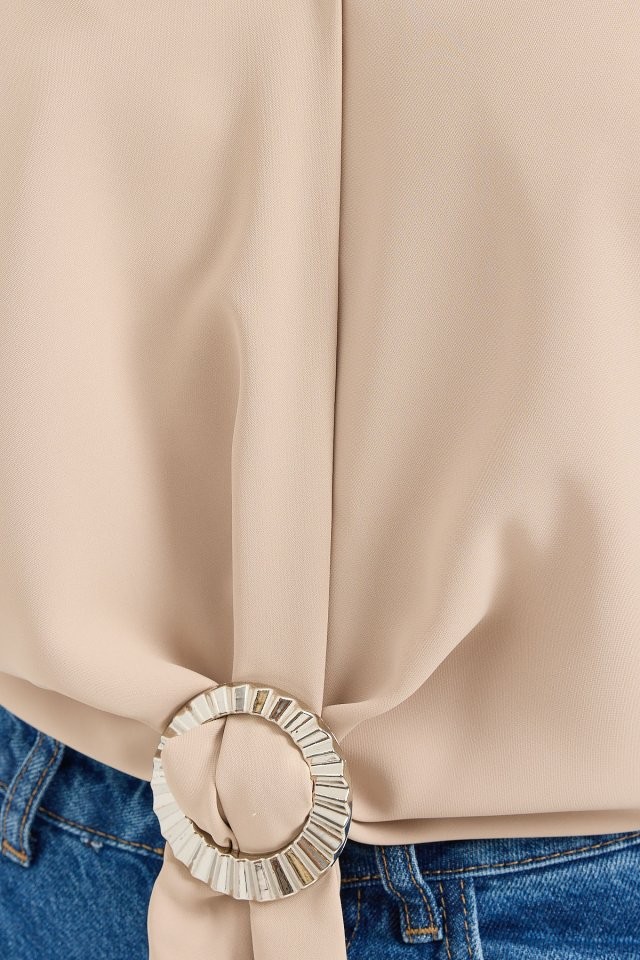 905 Oversize Dökümlü Bluz - Bej