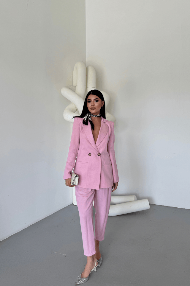 KETEN CEKET - PANTOLON TAKIM - Pembe