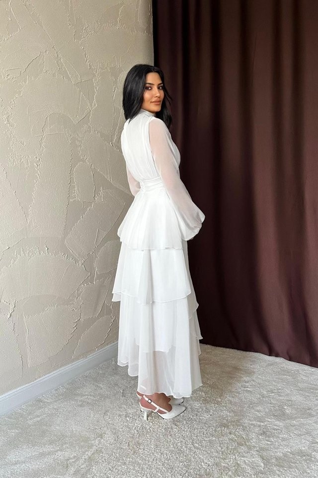 Kırmızı Bel Detaylı Elbise