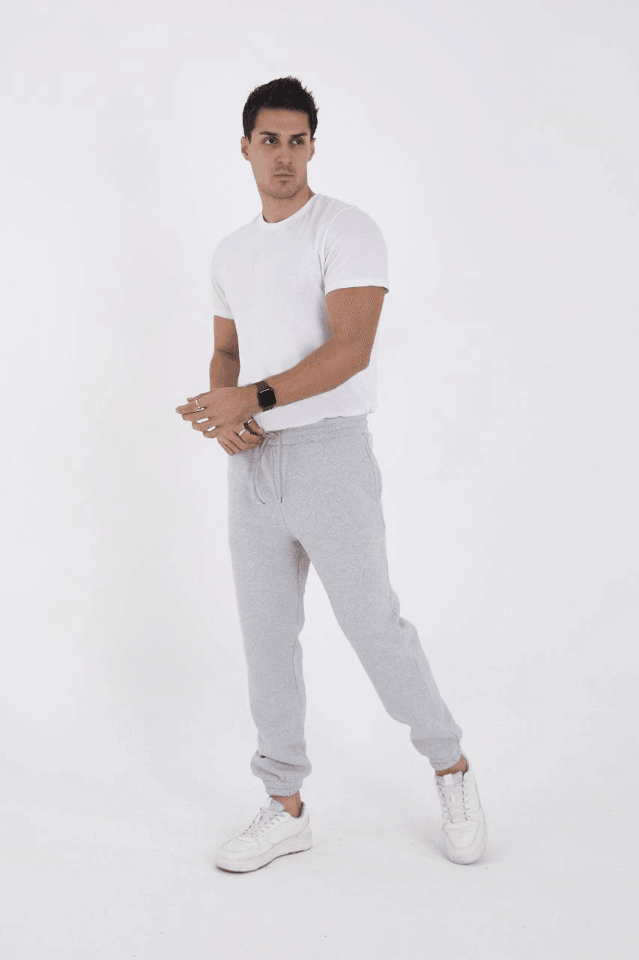 Unisex Kışlık Üç İplik Lastikli Eşofman Pantolon - Gri