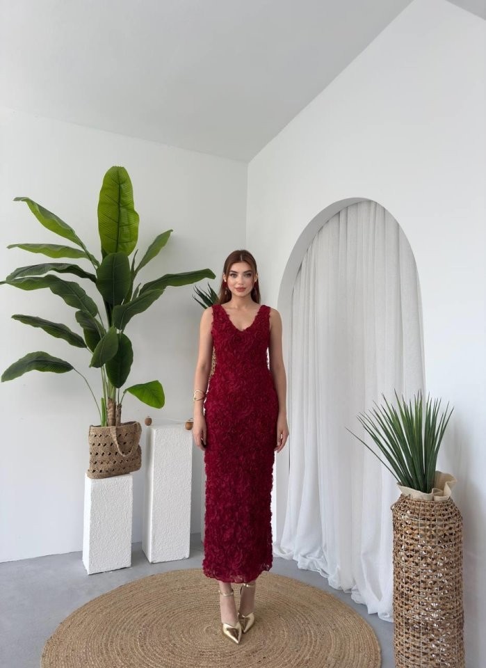 Kren Gül Detaylı Elbise