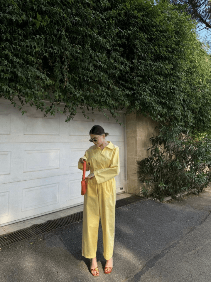 Uzun Kollu Yakalı Gömlek Pantalon Takım- Sarı