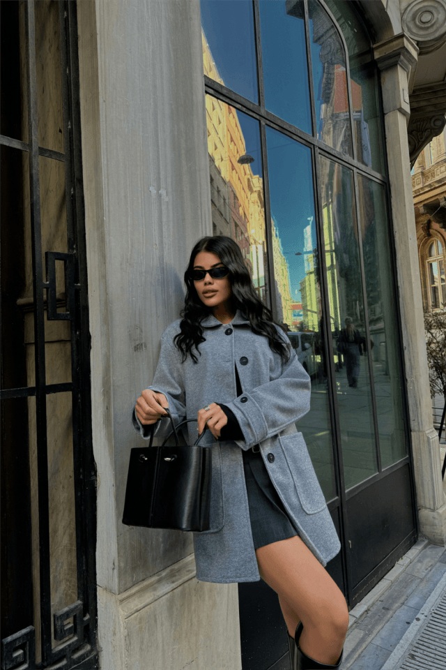 KAŞE CEKET 4 DÜĞME MODEL - Gri