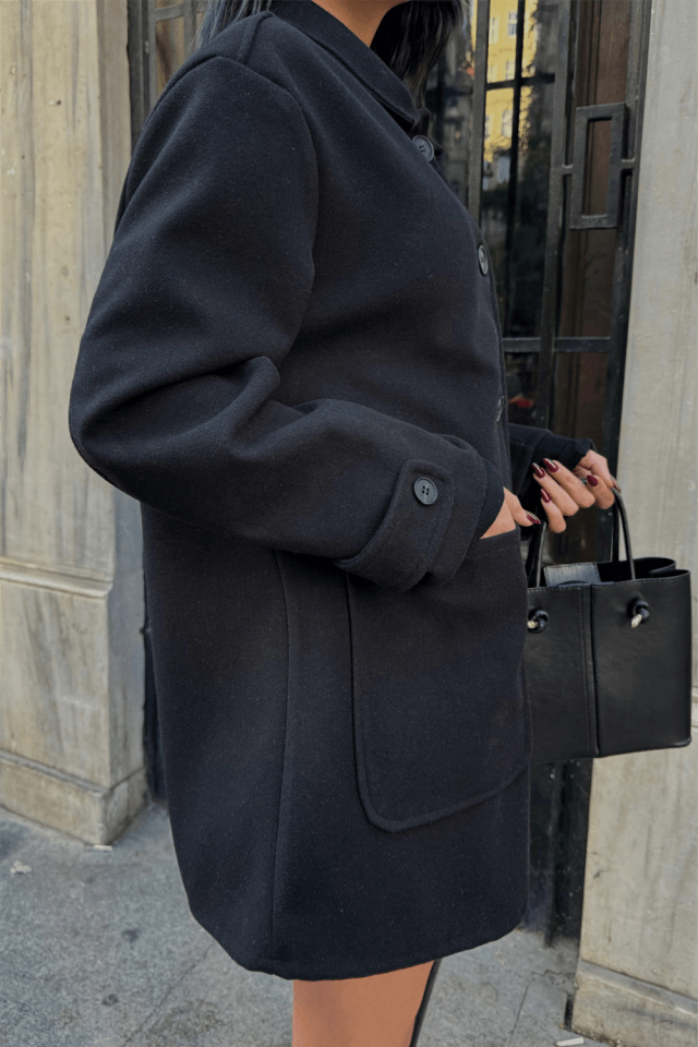 KAŞE CEKET 4 DÜĞME MODEL - Siyah