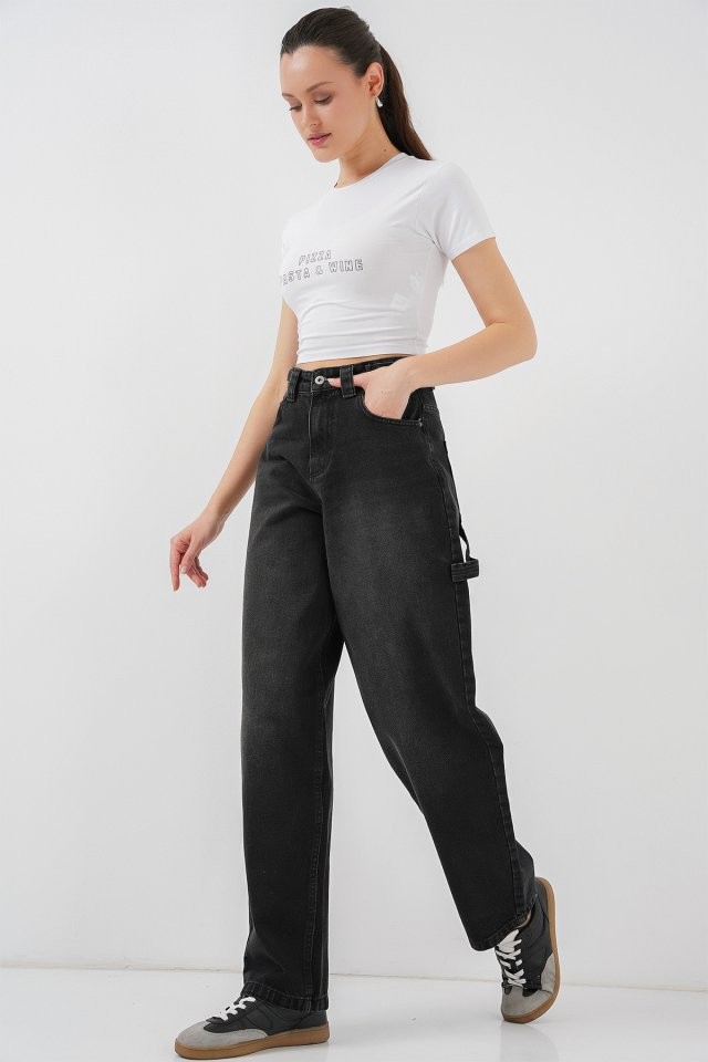 Yüksek Bel Kot Pantolon 6701 - Siyah