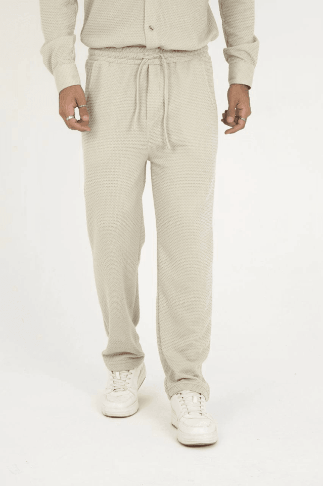 Jakar Kutu Desenli Baggy Eşofman Pantolon - Gri