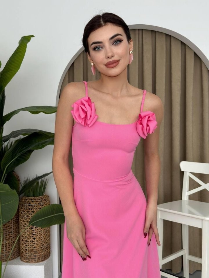 Matilda Gül İp Askılı Elbise
