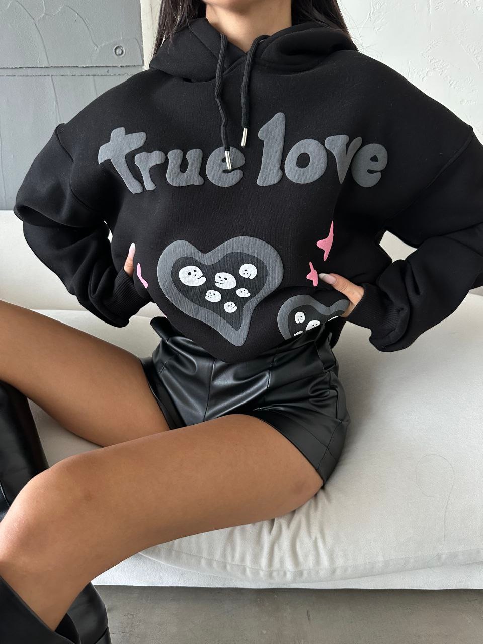 Unisex Şardonlu Oversize Sweatshirt