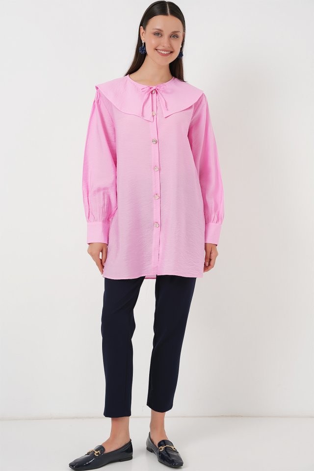 Bebe Yaka Uzun Tunik 5967 - Pembe