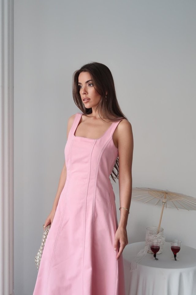 Lacivert Çift Dikişli Gabardin Elbise