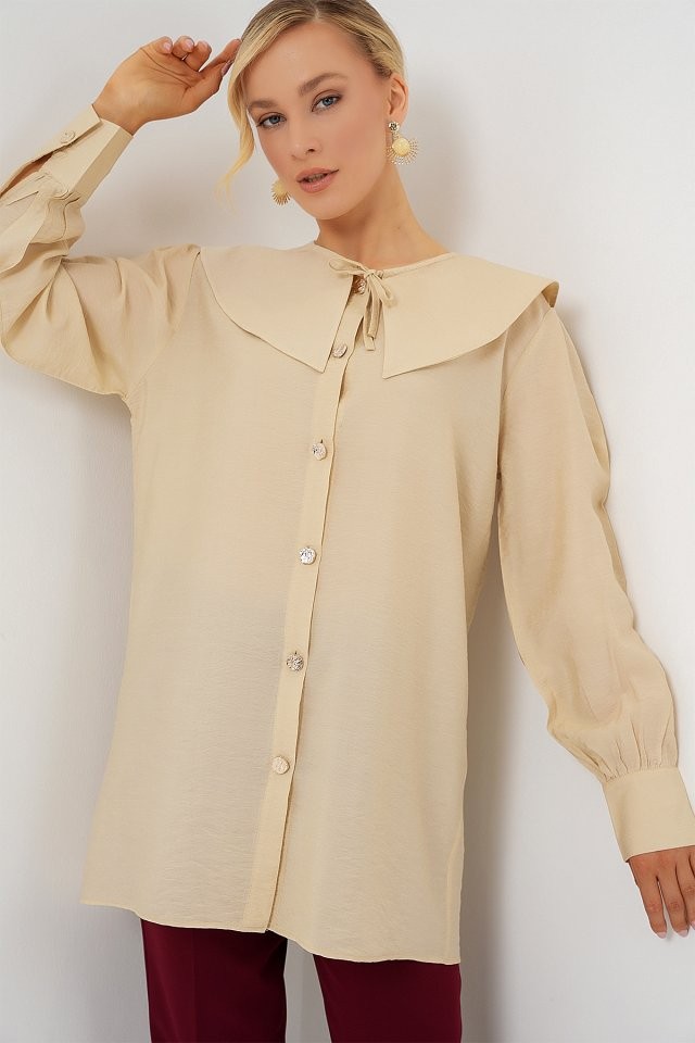 Bebe Yaka Uzun Tunik 5967 - Krem