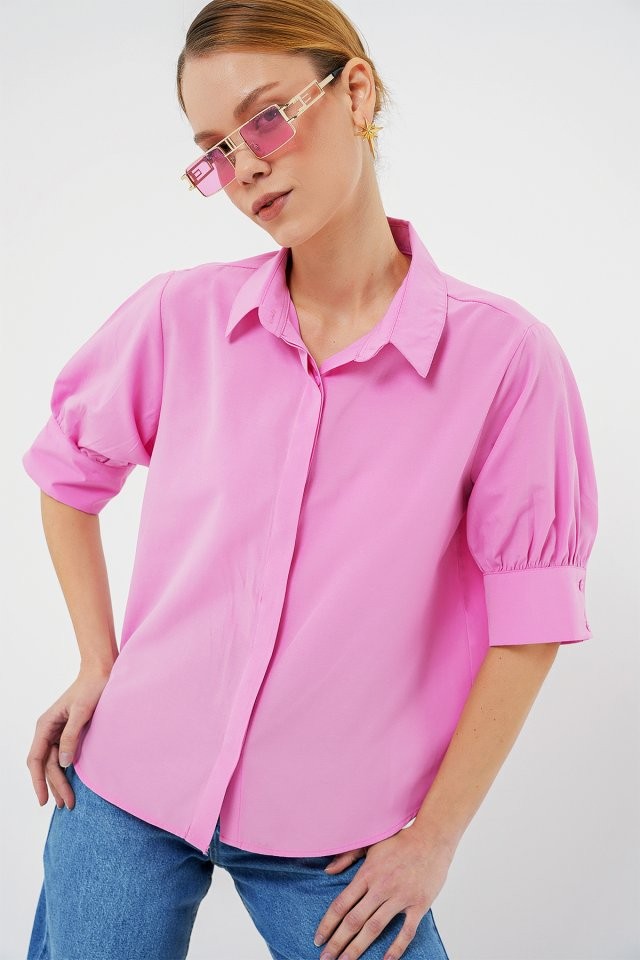 Kısa Kol Gömlek 20312 - Pembe