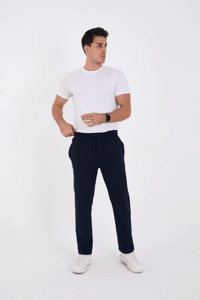 Unisex Üç İplik Basic Eşofman Özel Tasarım Pantolon - Lacivert