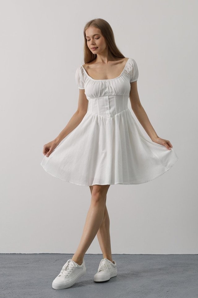 Beli Korseli Mini Elbise - Siyah