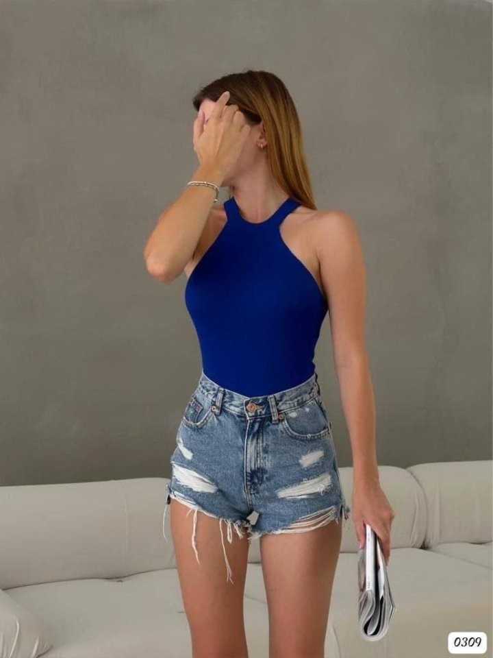 Kadın Sırt Dekolteli Triko Bluz