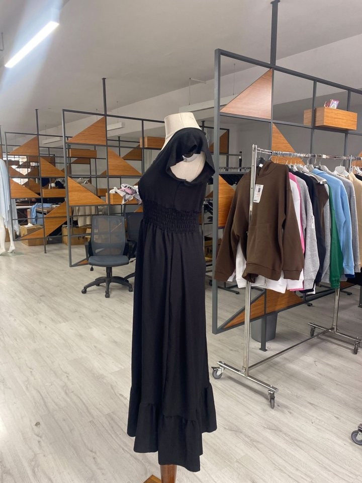 Kadın Kruvaze Yaka Beli Gipeli Bürümcük Kumaş Elbise
