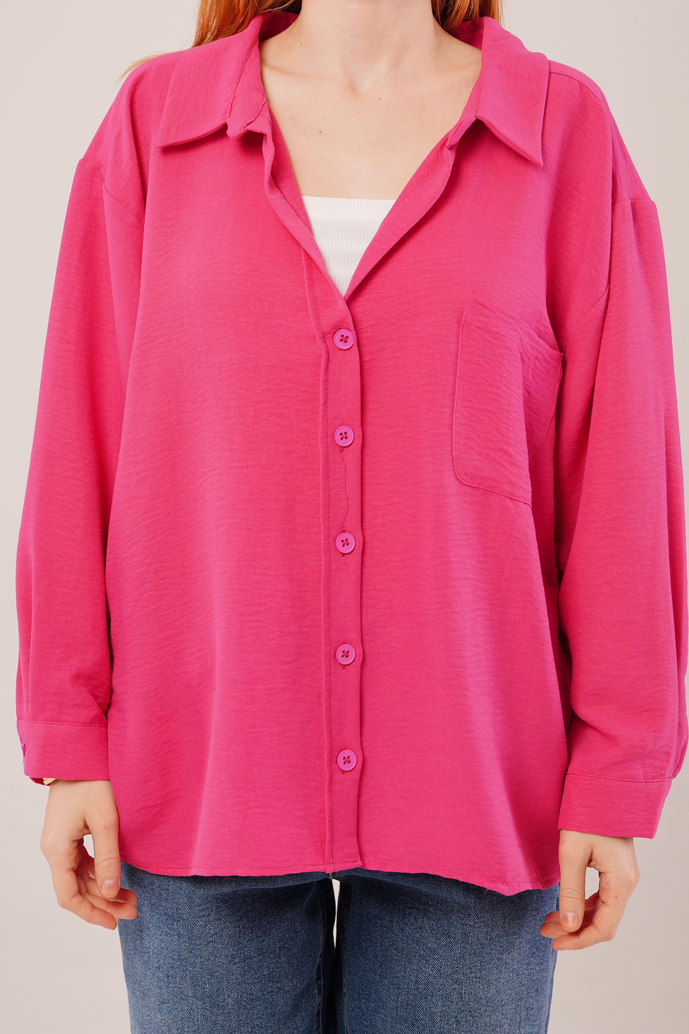 Basic Oversize Fuşya Gömlek