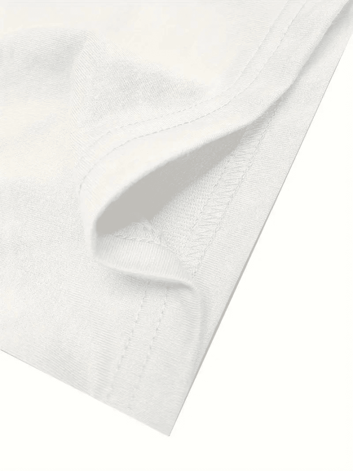 Baskılı Oversize Bisiklet Yaka T-shirt - Beyaz
