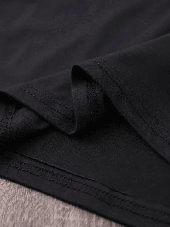 Baskılı Oversize Bisiklet Yaka T-shirt - Siyah