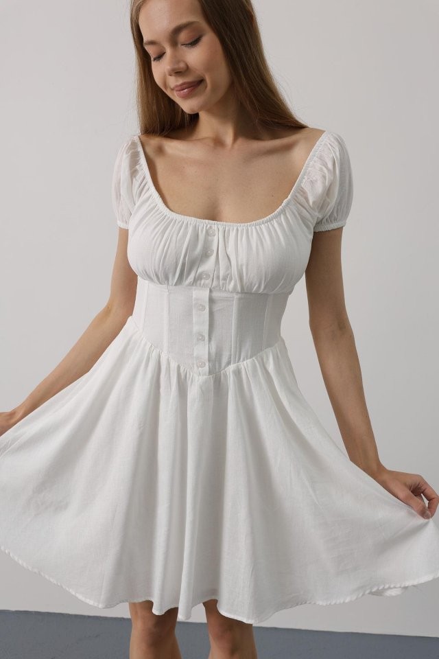 Beli Korseli Mini Elbise - Siyah