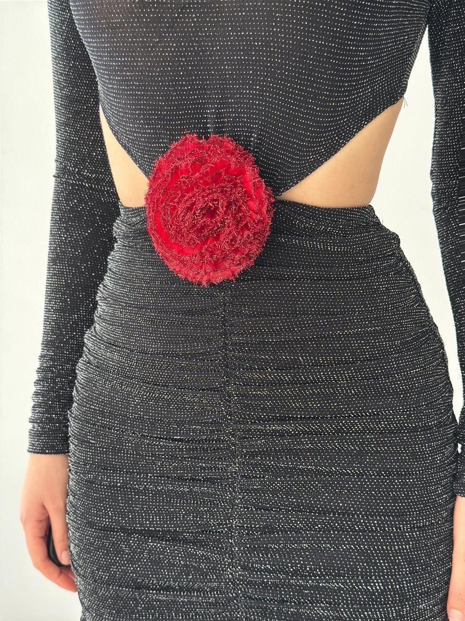 Sarih Gül Detaylı Elbise