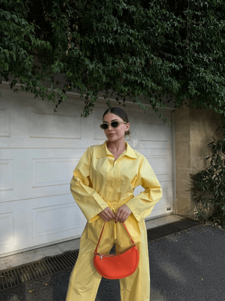 Uzun Kollu Yakalı Gömlek Pantalon Takım- Sarı