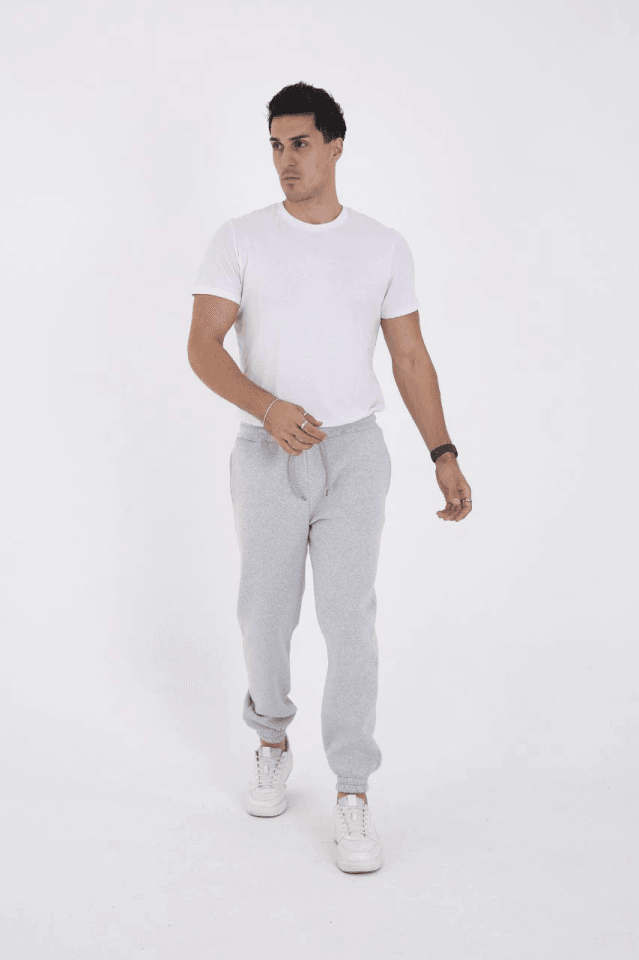 Unisex Kışlık Üç İplik Lastikli Eşofman Pantolon - Gri