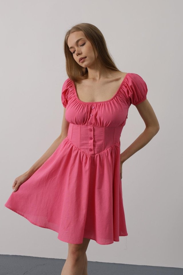Beli Korseli Mini Elbise - Siyah