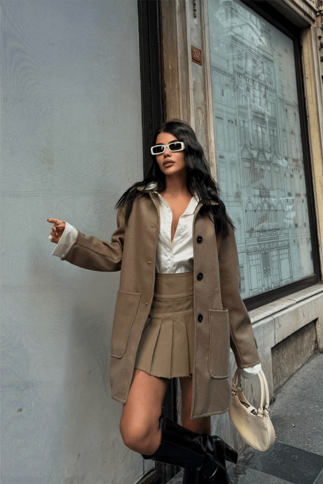 KAŞE CEKET 4 DÜĞME MODEL - Vizon