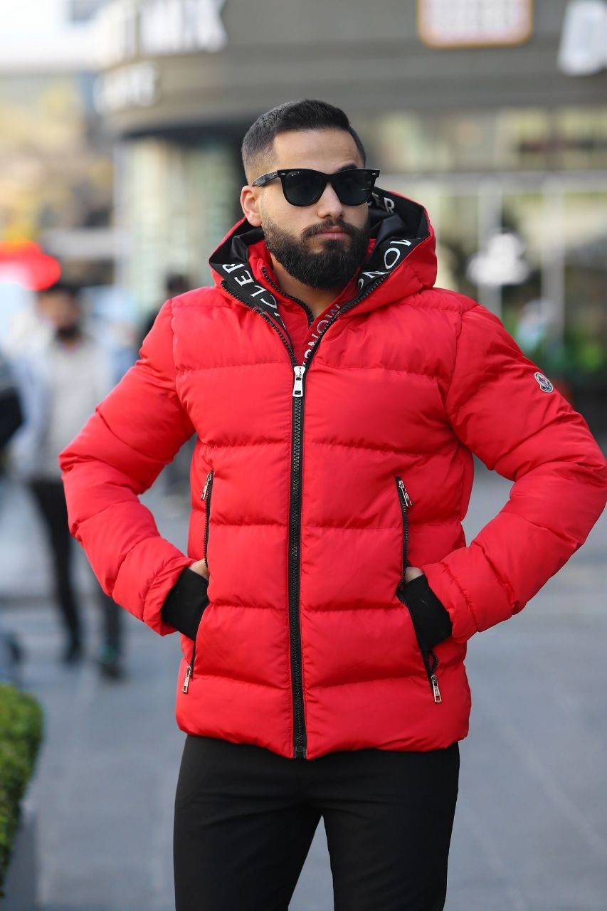 Moncler water and windproof hooded coat - red