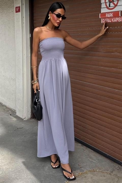 Göğsü Gipeli Straplez Elbise 2878