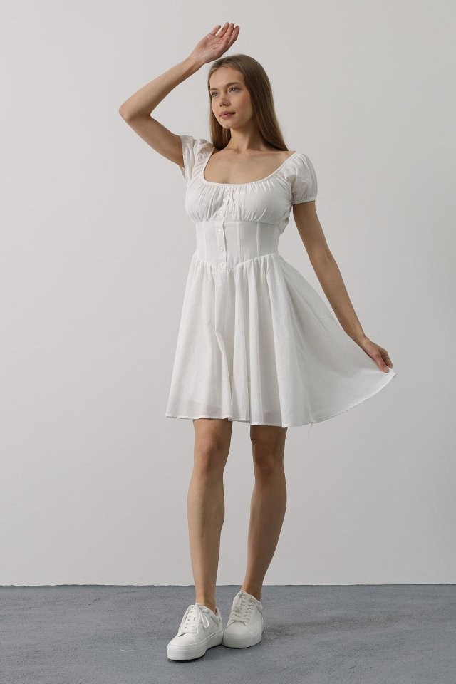 Beli Korseli Mini Elbise - Siyah