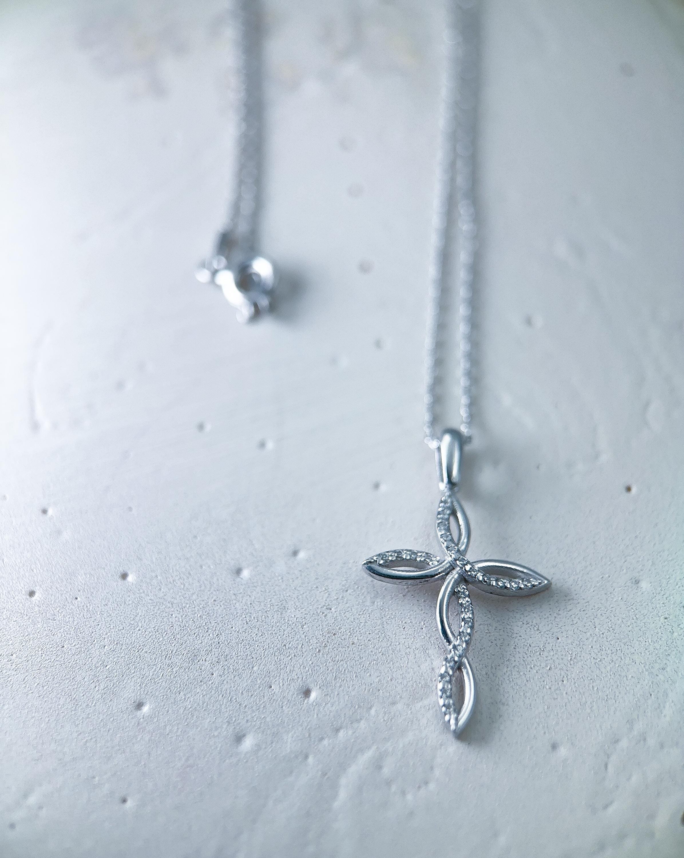 14K Solid Gold Diamond Cross Necklace for Women | Christian Faith Jewelry | Genuine Gold Religious Pendant | Ideal Gift for Her