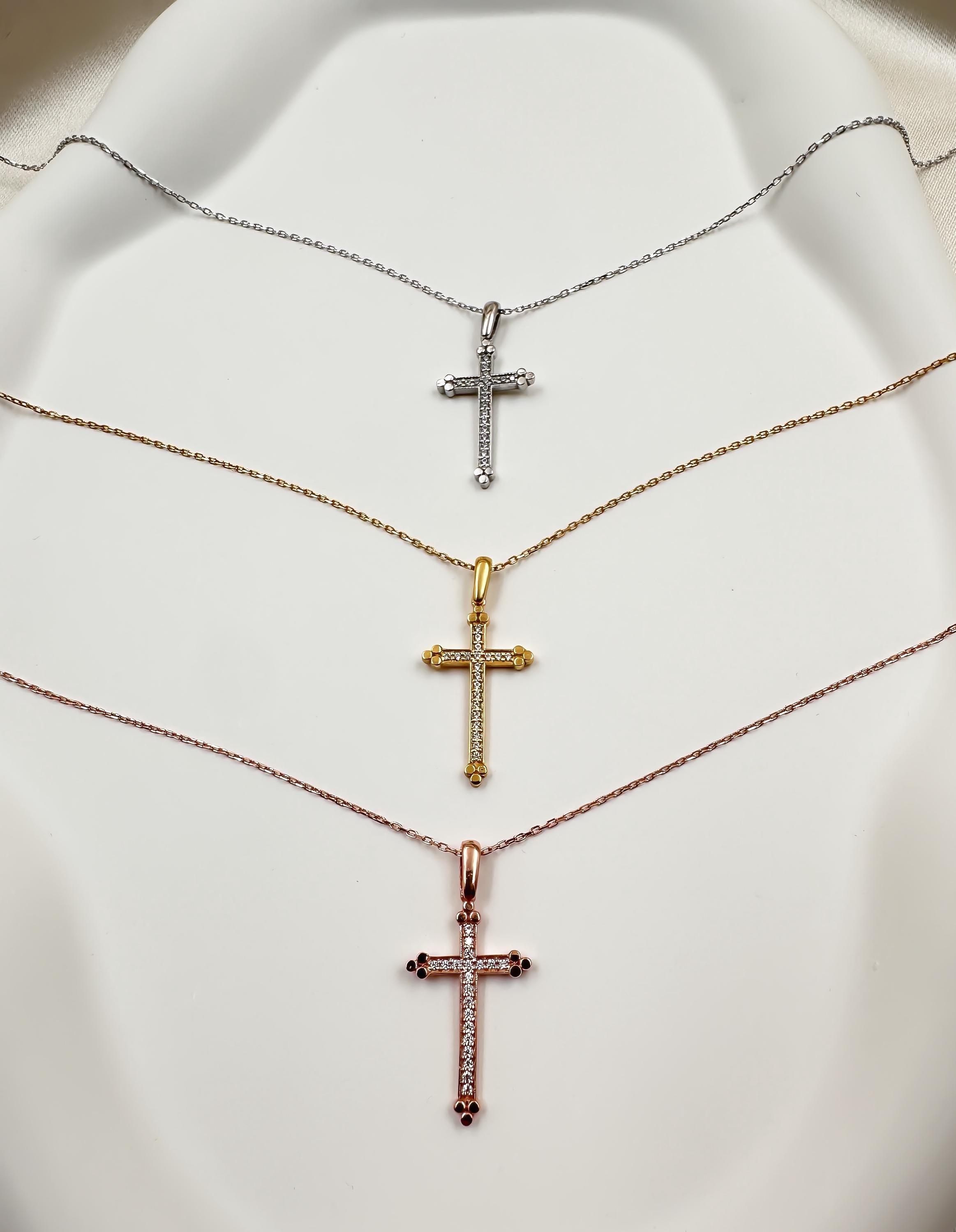 14K Gold Diamond Cross Necklace for Women | Elegant CZ Stone Pendant | Genuine 14K Gold Christian Jewelry | Perfect Christian Gift
