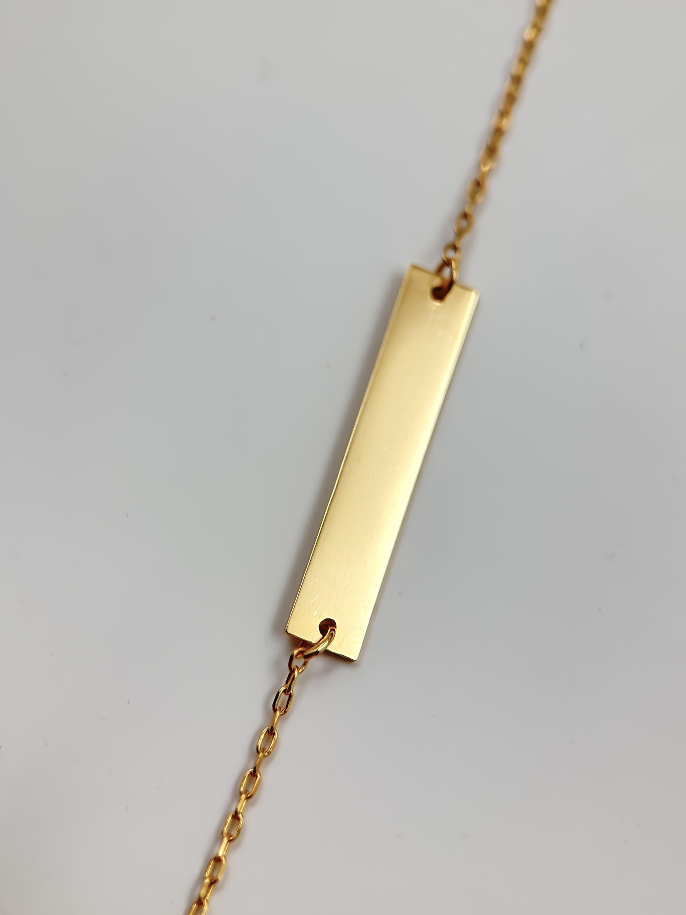 Anpassbares 14-karätiges Goldbarrenarmband mit | Personalisiertes Barrenarmband aus massivem Gold zum Gravieren von Namen, Daten und Koordinaten