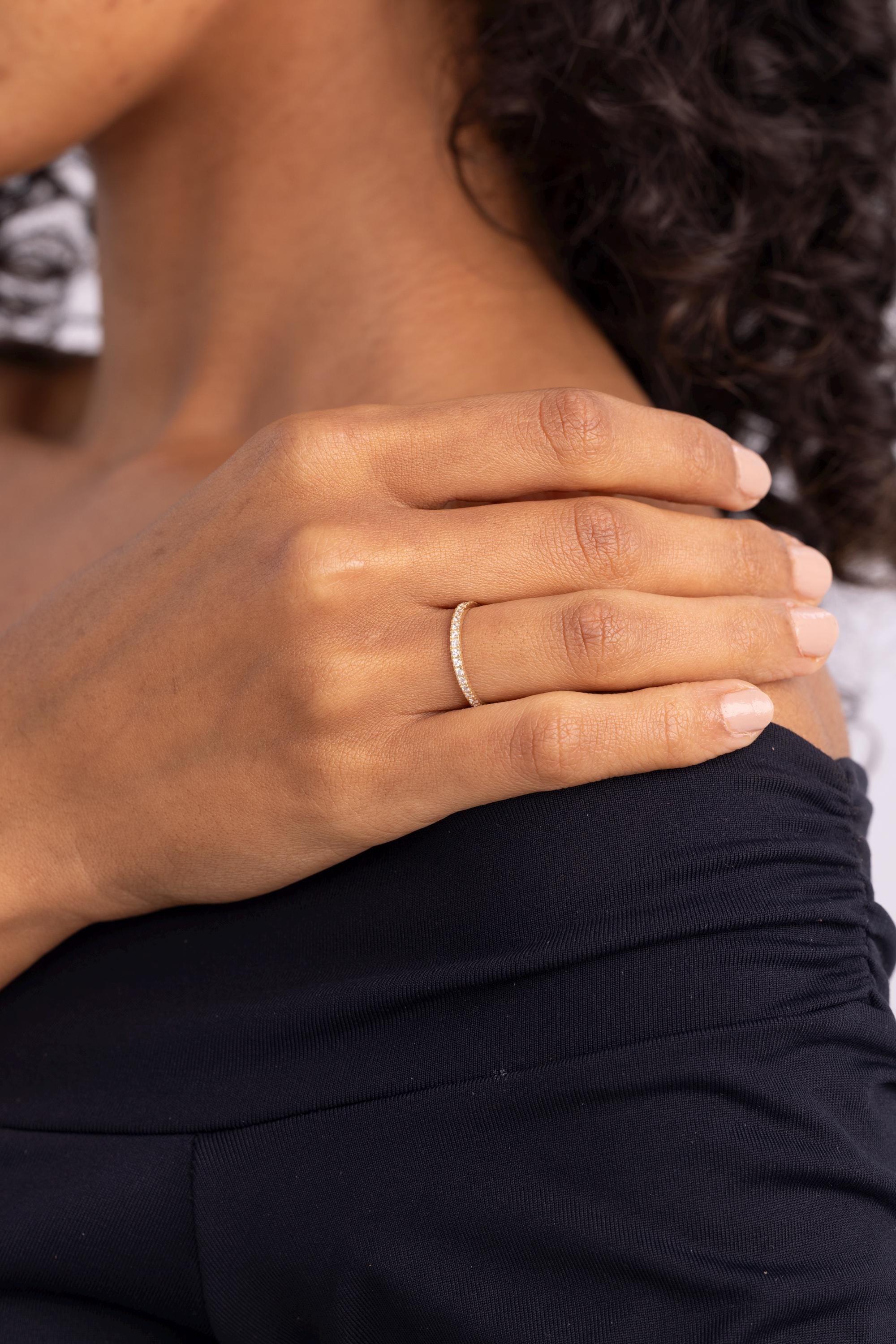 Halb-Ewigkeitsring aus 14-karätigem Gold mit Diamanten | Diamant-Ehering für Damen | Stapelbarer Diamantring | Ideal für Jubiläumsgeschenke
