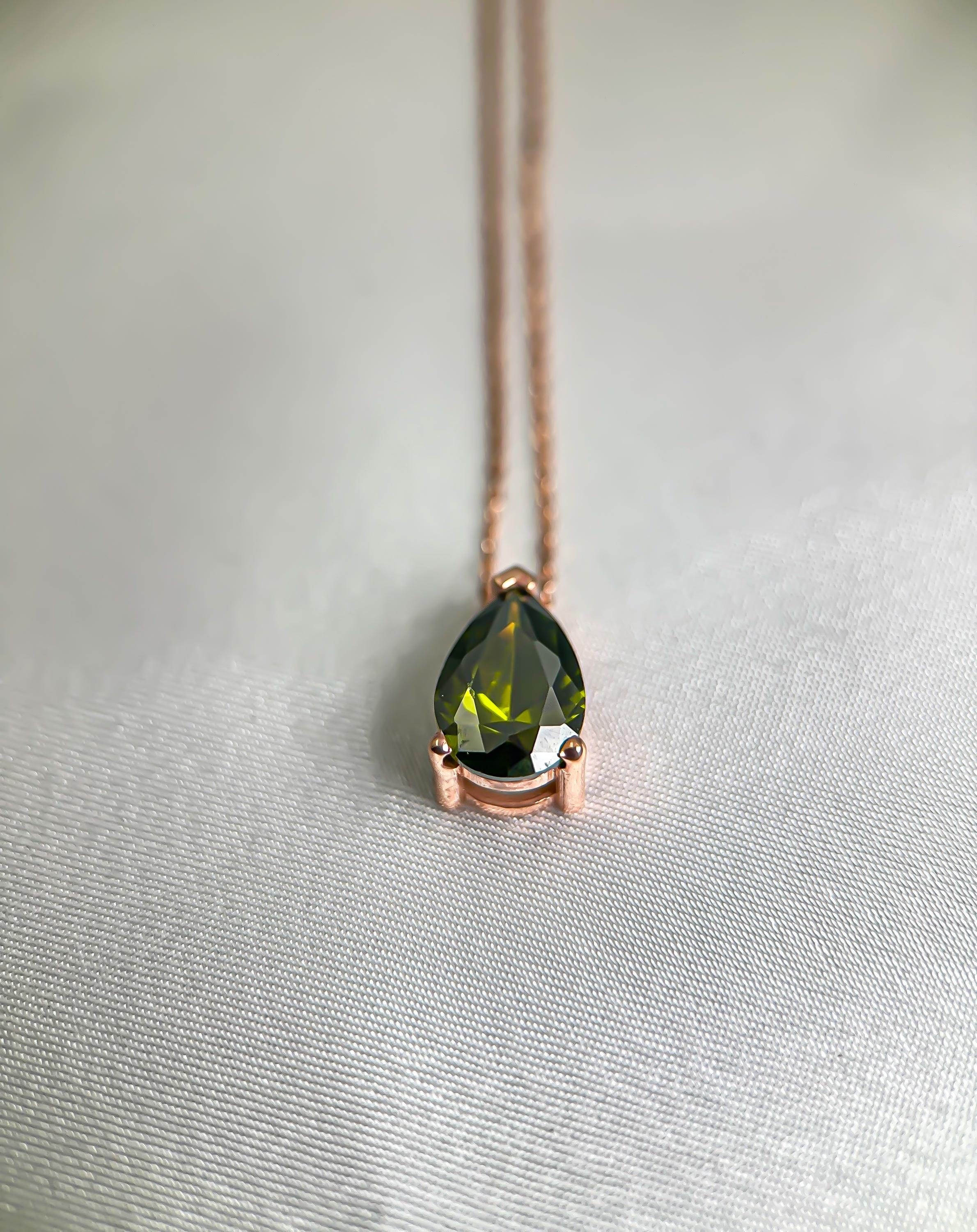 14K Solid Gold Birthstone Necklace for Women | Delicate Gemstone Pendant | 14K Real Gold Jewelry | Customizable Gift