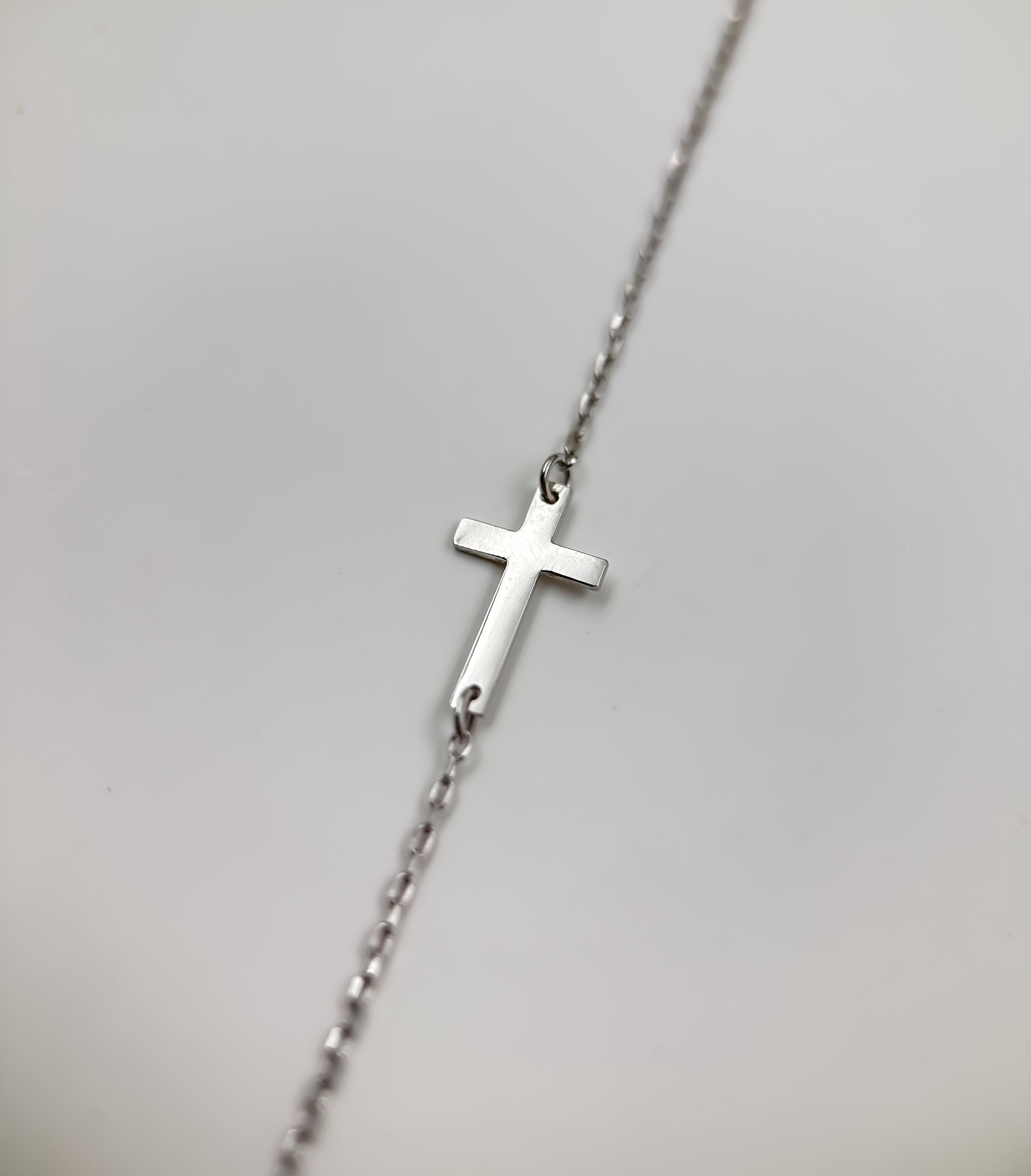 14K Solid Gold Tiny Cross Bracelet | Minimal Cross Charm Bracelet | Dainty Cross Bracelet for Women | Perfect Gift for Her