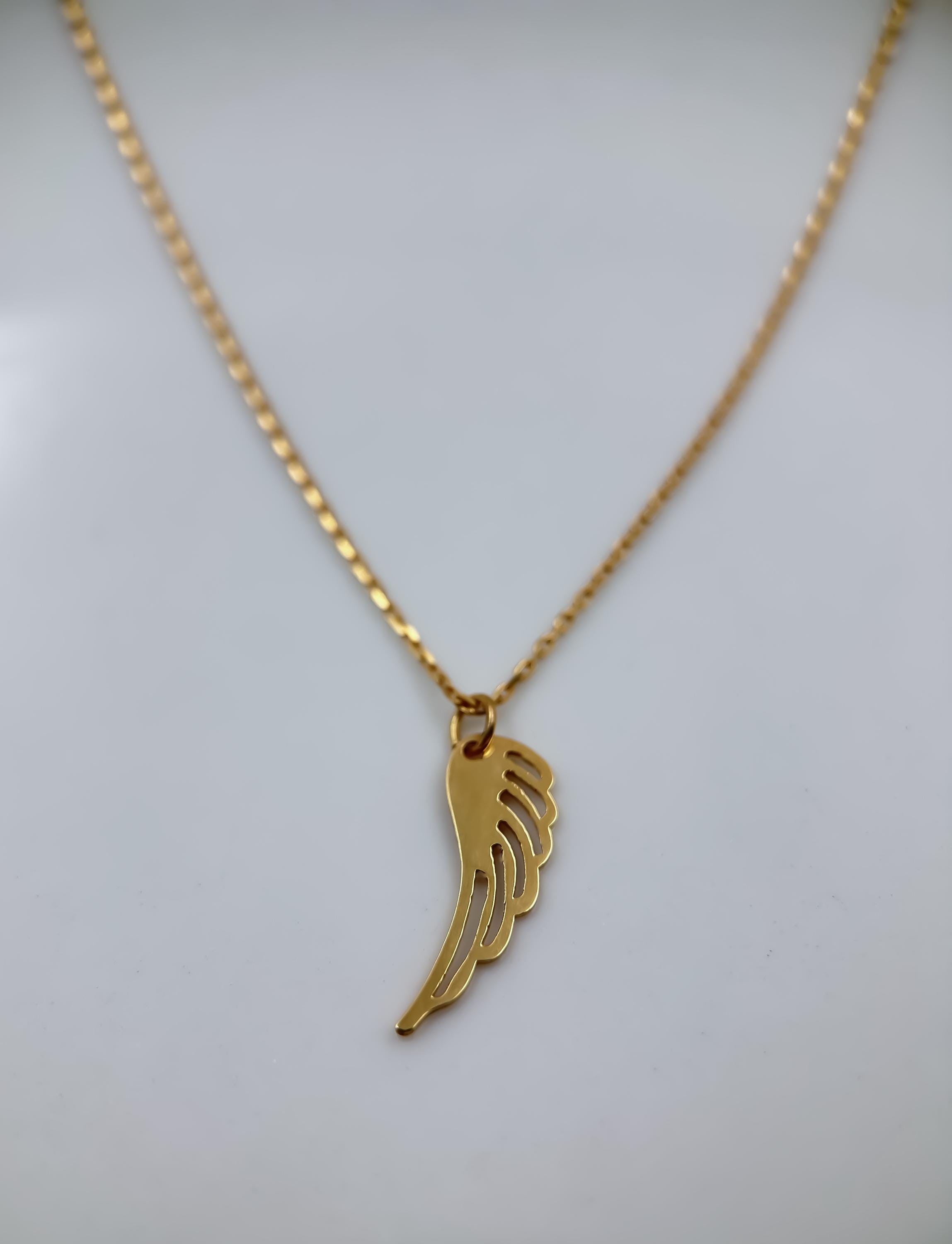 14K Solid Gold Angel Wing Necklace | Guardian Angel Jewelry for Women | Memorial, Miscarriage, Sympathy Gift Necklace