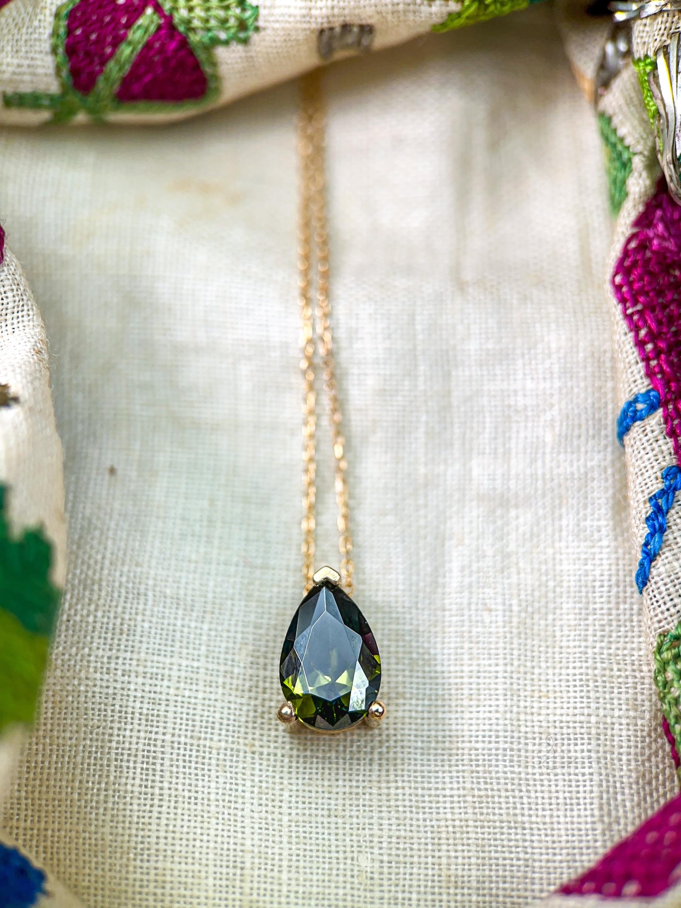 14K Solid Gold Birthstone Necklace for Women | Delicate Gemstone Pendant | 14K Real Gold Jewelry | Customizable Gift