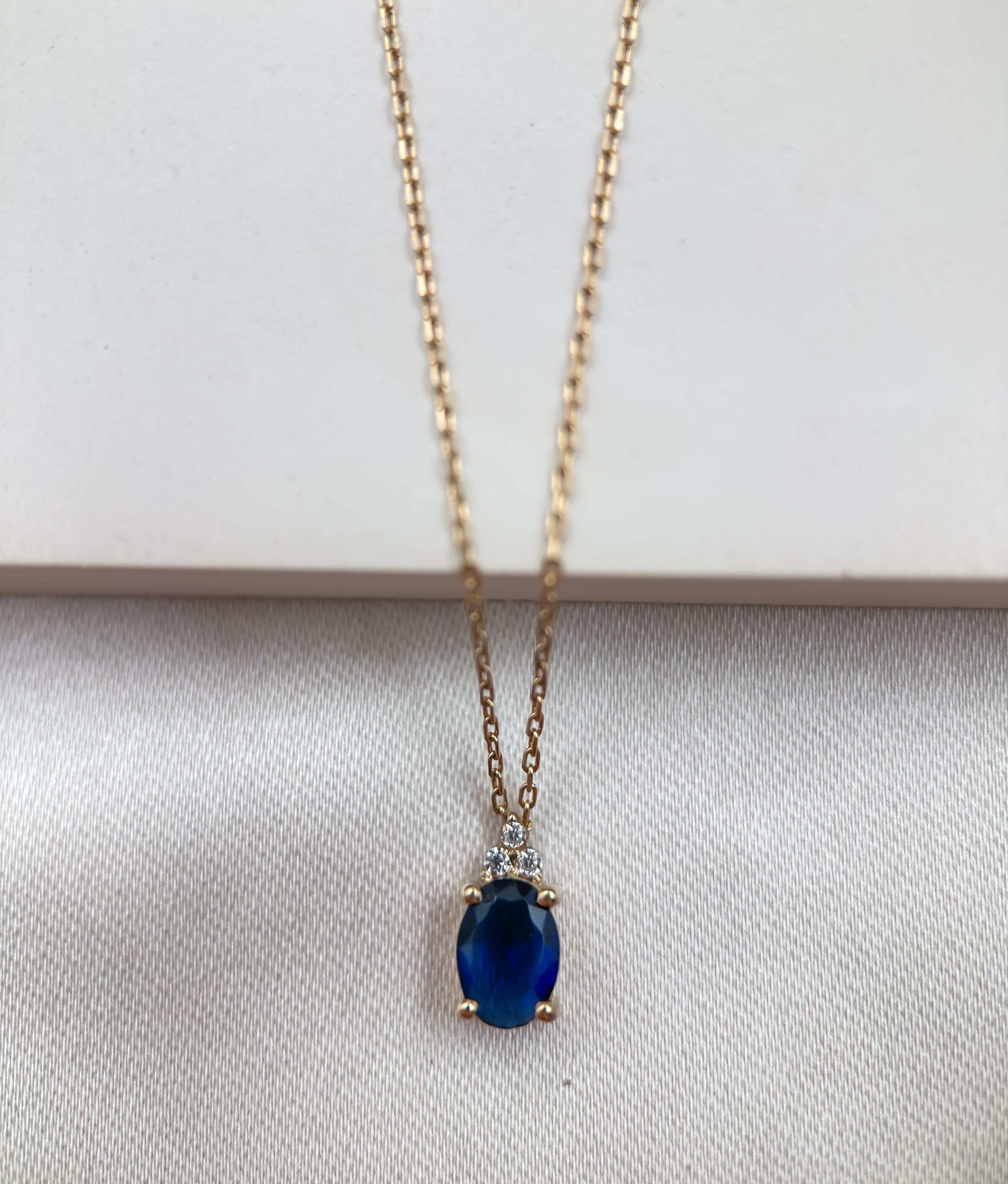 Teardrop Diamond Gemstone Necklace in 14K Gold | Ruby, Emerald & Sapphire Pendant for Women | Genuine 14K Gold Jewelry | Gift for Her