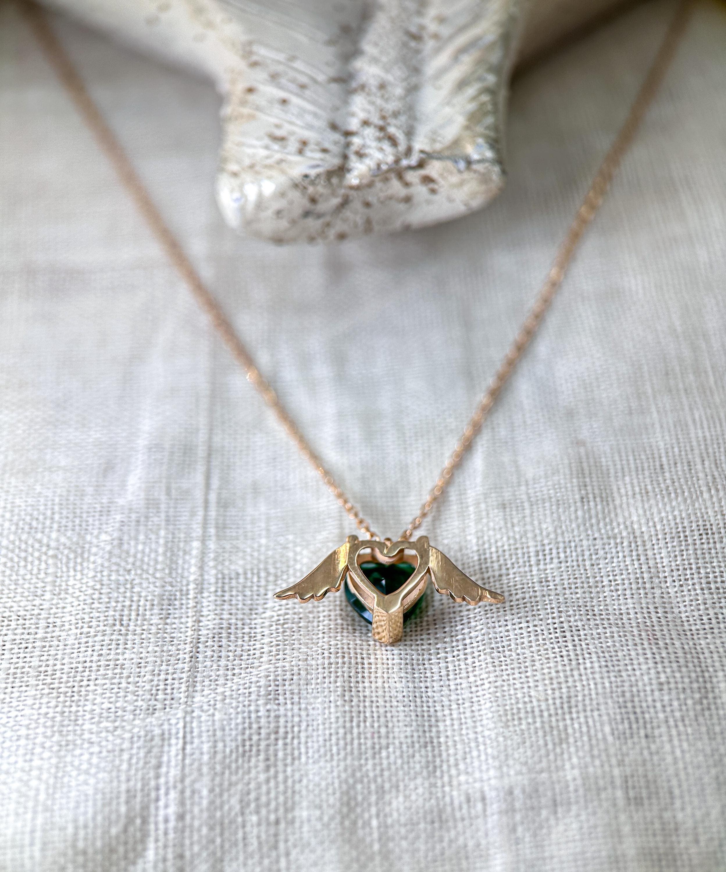 14K Gold Guardian Angel Necklace • Angel Charm Necklace • Religious Gold Jewelry • Perfect Gift for Valentine's Day • Elegant Angel Necklace
