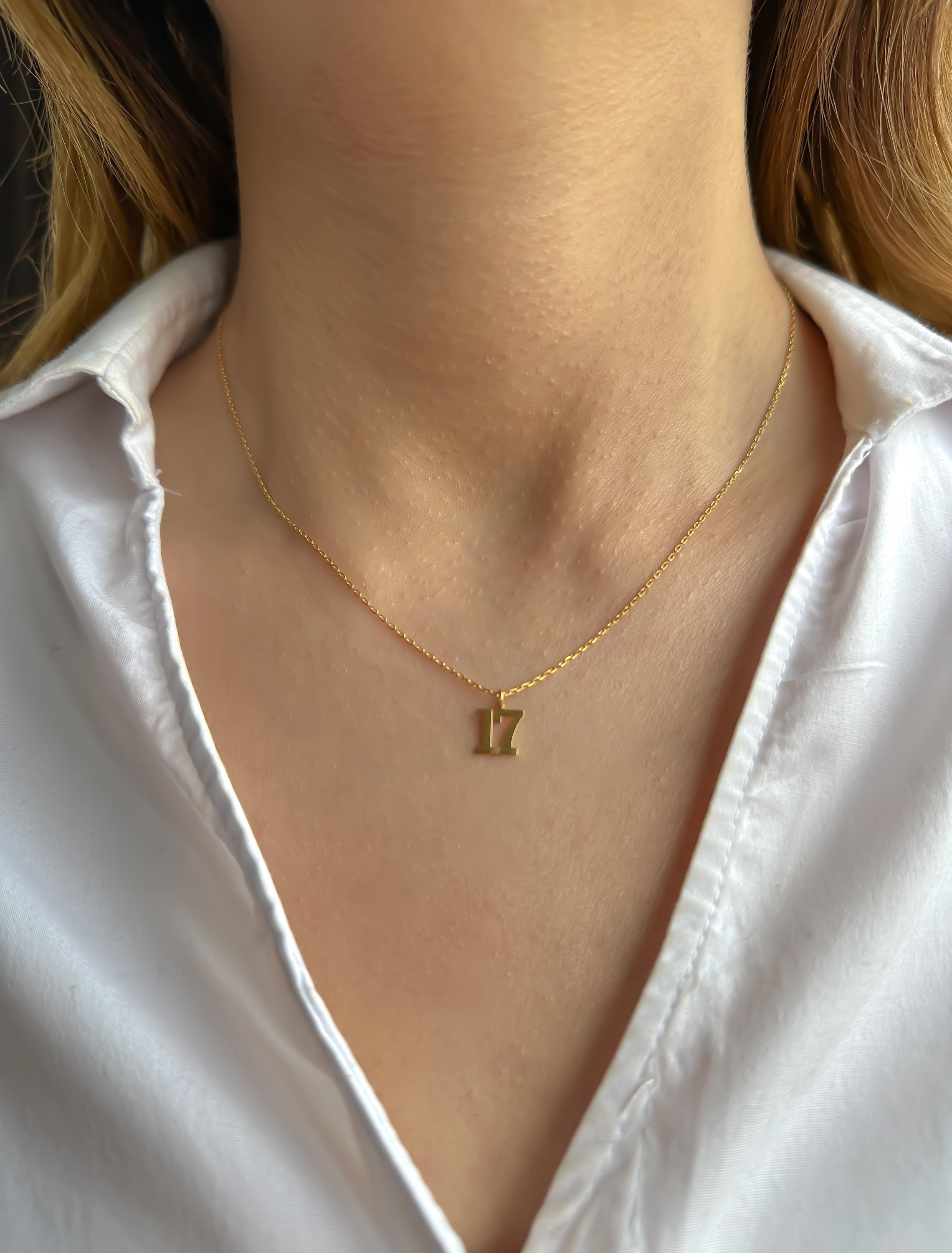 14K Solid Gold Custom Number Pendant | Personalized Number Jewelry | Date Necklace | Unique Gift for Her | Sports Number Necklace