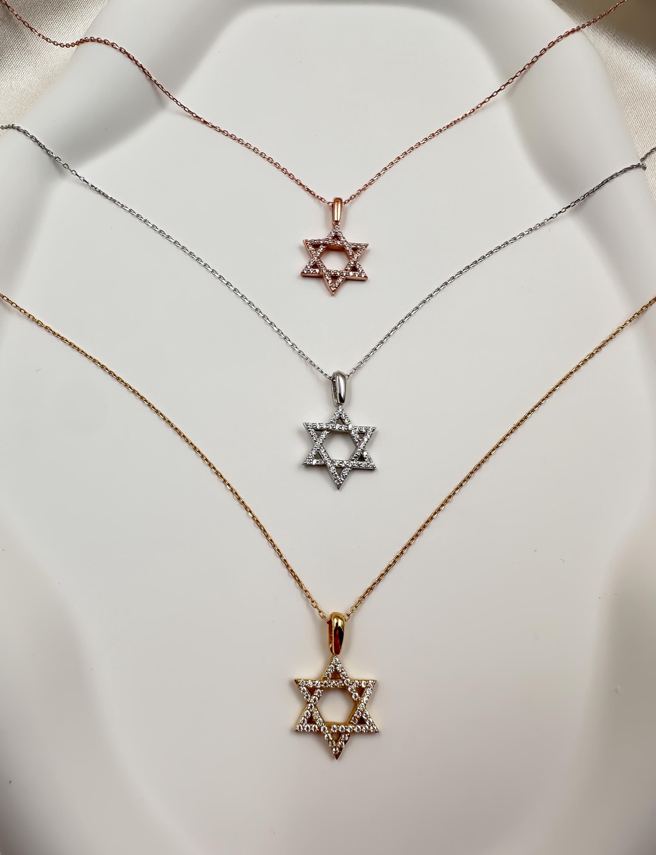 14k Gold Star of David Necklace | Diamond Gold Pendant for Women | Elegant Religious Jewelry | Dainty 14k Gold Gift for Her